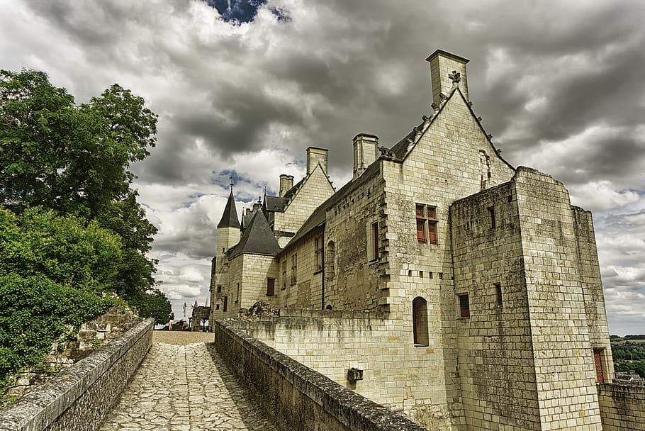 castles, chinon, architecture, sky, france, pierre, cloud, indre-et-loire, HD wallpaper