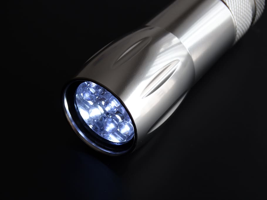 turned-on gray flashlight, Led, Shed, shed light, ray of light HD wallpaper