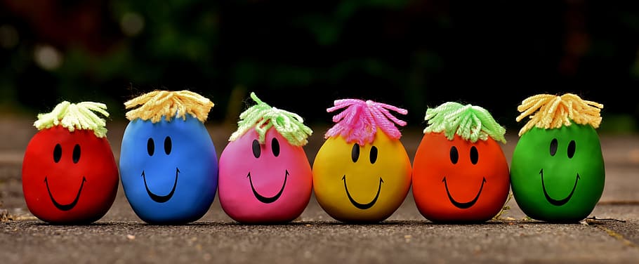 assorted-color smiley plush toys, Anti, Stress, Balls, Troop, HD wallpaper