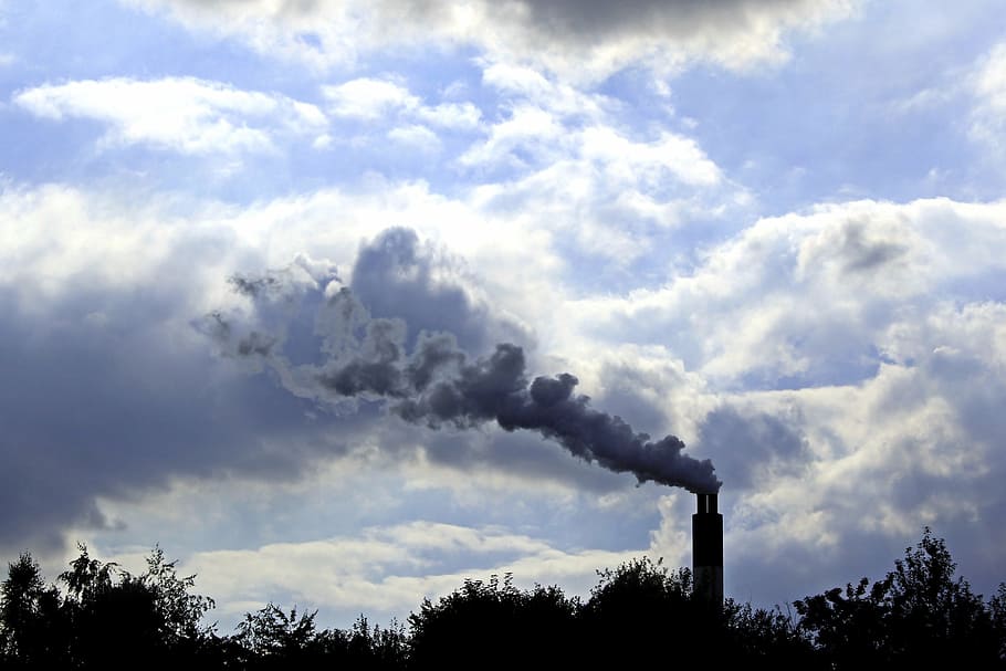 chimney blowing steam, smoke, industry, pollution, industrial plant HD wallpaper