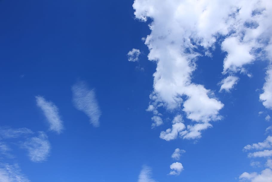 clouds, sky, blue, clouds form, sunny, nature, spotlight, cumulus clouds, HD wallpaper