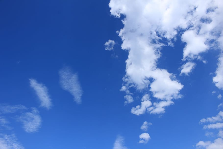 clouds, sky, blue, clouds form, sunny, nature, spotlight, cumulus clouds HD wallpaper
