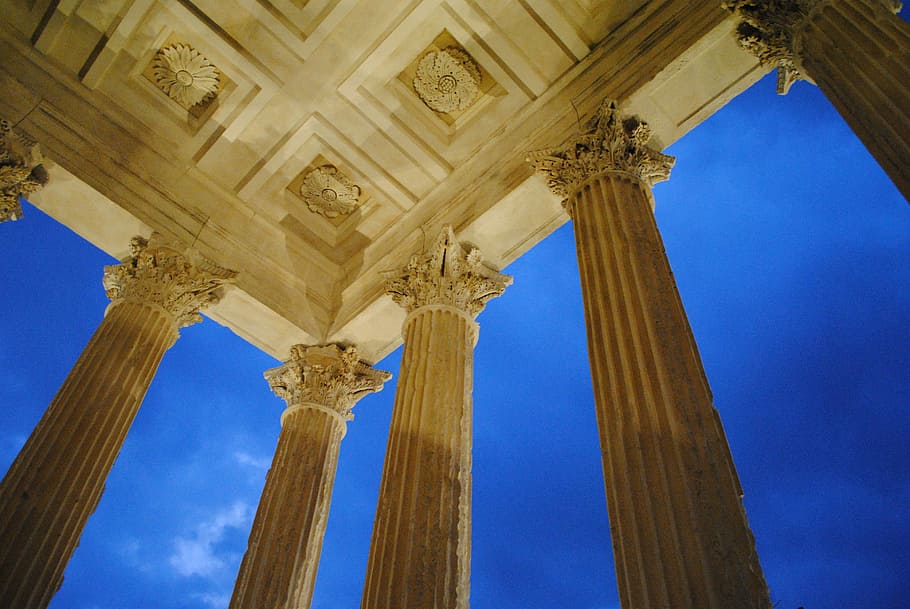 Nimes, Temple, Columns, architectural Column, architecture HD wallpaper