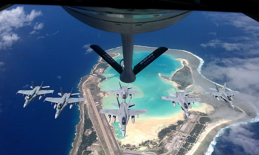 sky, clouds, aircraft, planes, jets, fighters, landscape, refueling HD wallpaper