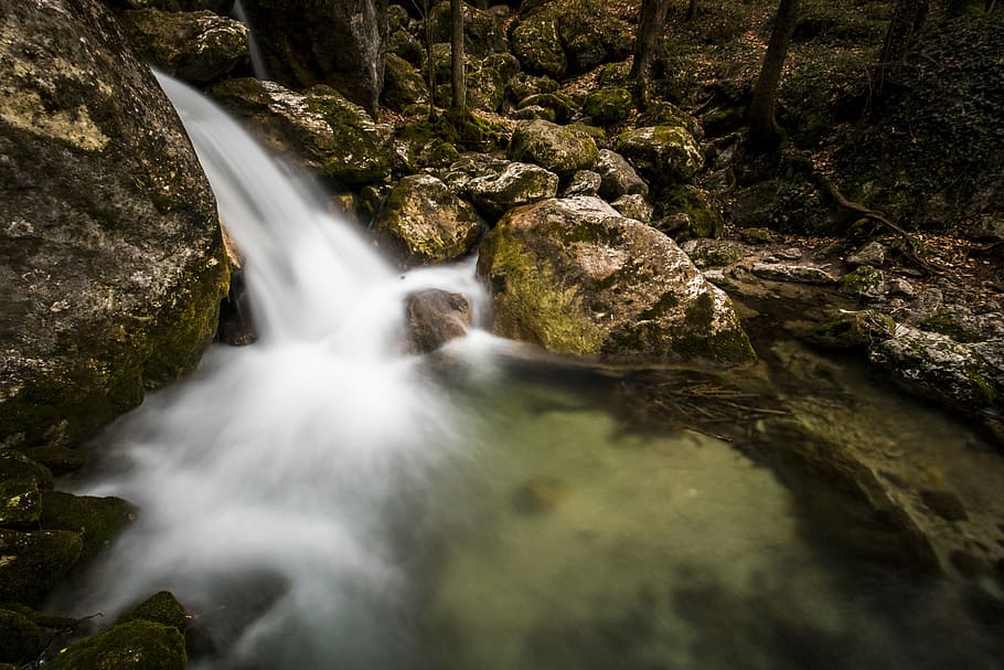 water, bach, river, waterfall, nature, flow, landscape, waters HD wallpaper