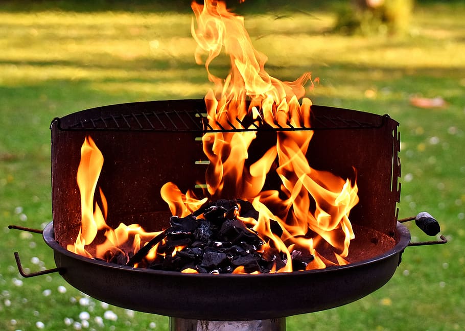 burning charcoals in black fire pit, Fire, Flame, Carbon, Hot HD wallpaper