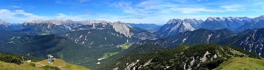 Mountain, Alpe, Austria, Panoramic, landscape, nature, summit HD wallpaper