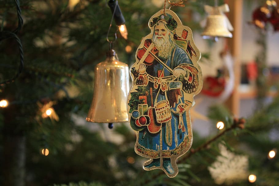 santa claus, nicholas, l310, bell, christmas ornaments, christmas card