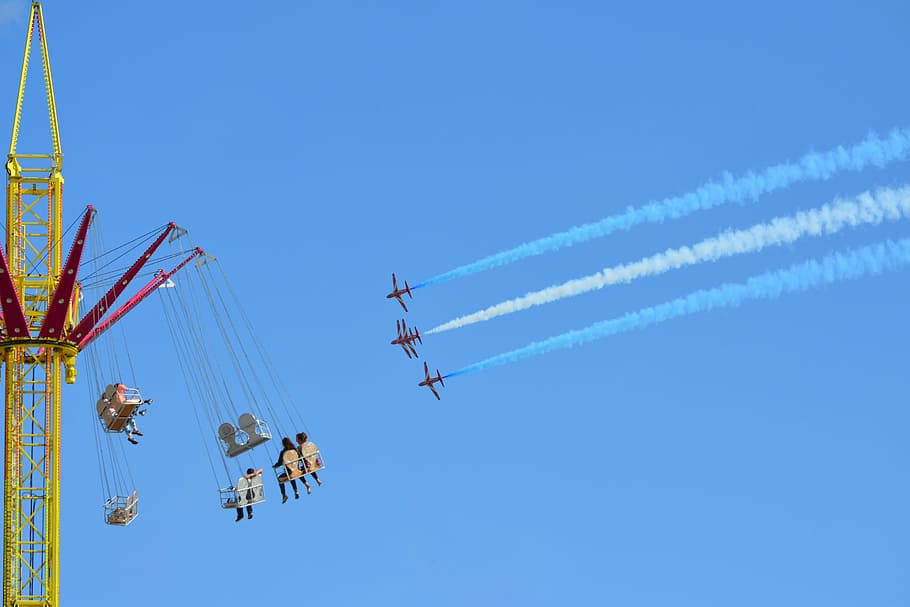 jet, red, arrows, airshow, flying, air Vehicle, stunt, airplane HD wallpaper