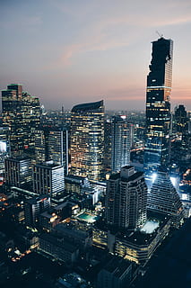bird's eye view of high-rise buildings, aerial photography of cityscape HD wallpaper