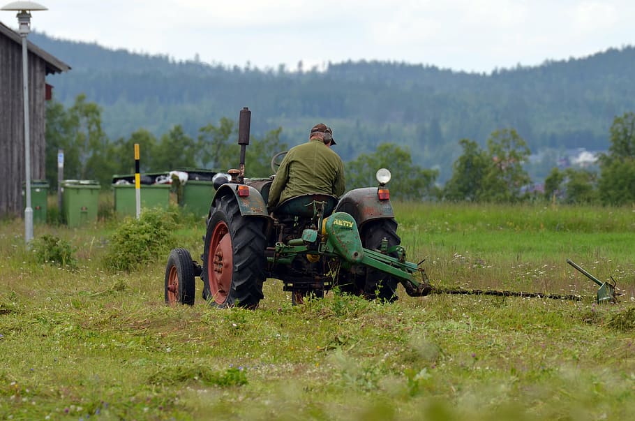 tractor, summer, mowing, agriculture, farm, farmer, rural Scene HD wallpaper