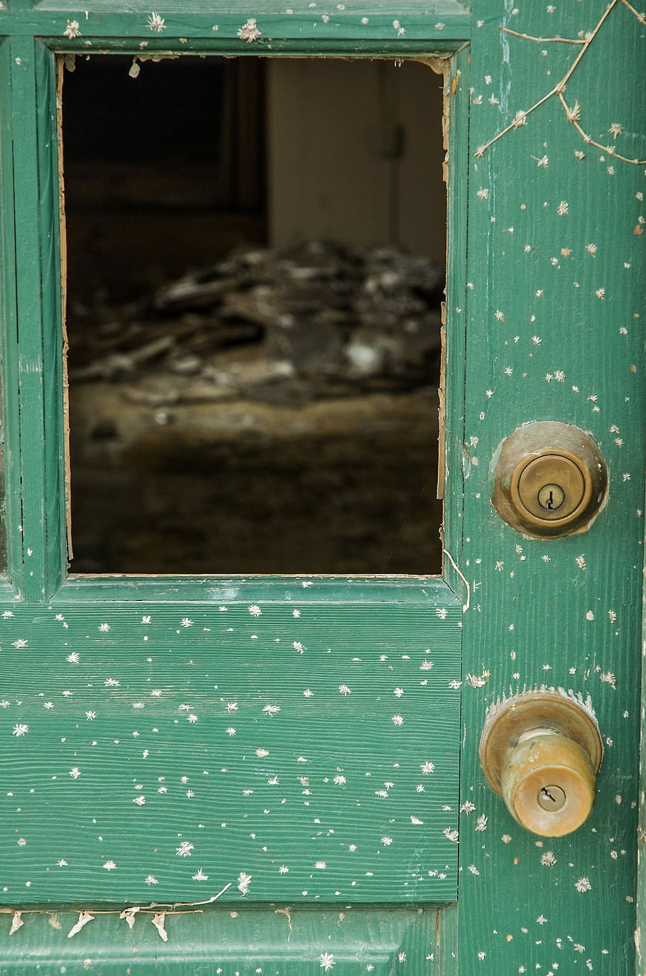 Rustic, Door, Abandoned, Broken Window, rustic door, green HD wallpaper