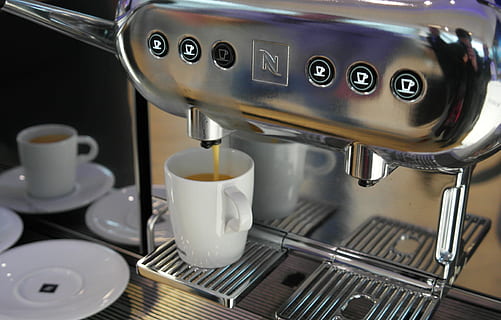 gray Nespresso stainless steel espresso maker, coffee, machine HD wallpaper