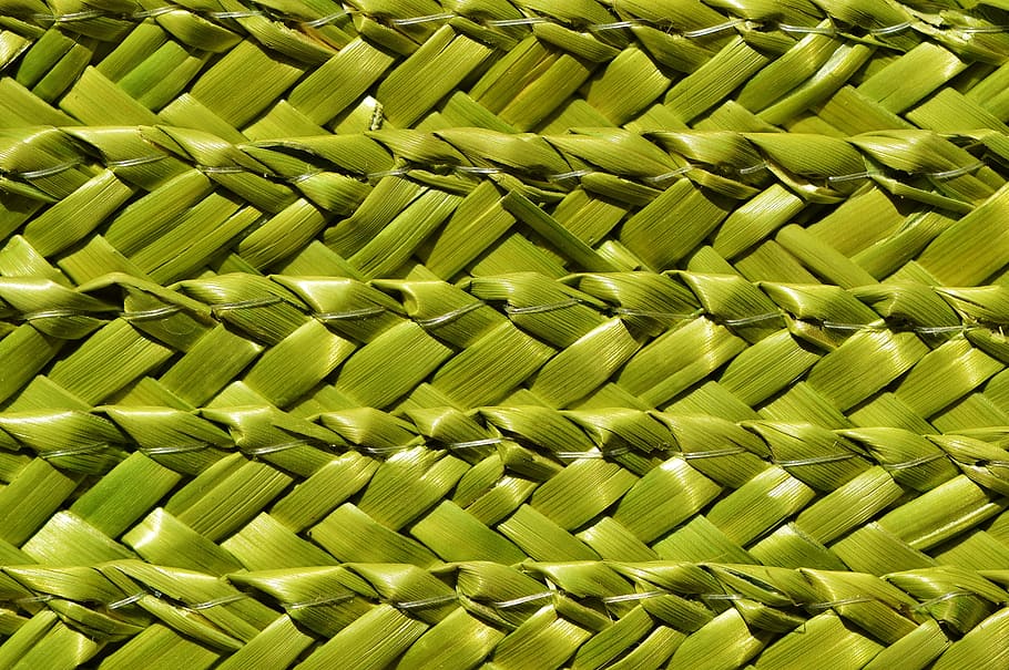 green knit surface, basket, woven, braid, wicker, background HD wallpaper