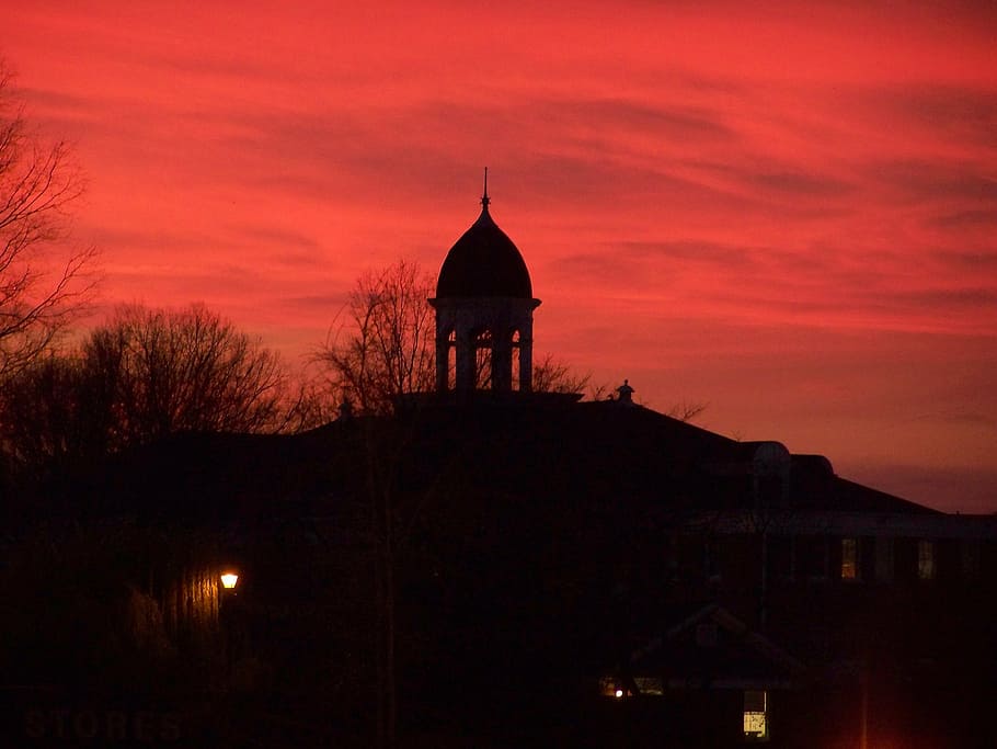 d-hardeman, sunset, sillhouette, school, twilight, sky, clouds HD wallpaper