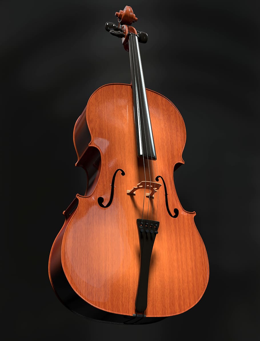 brown cello, strings, stringed instrument, wood, classical music
