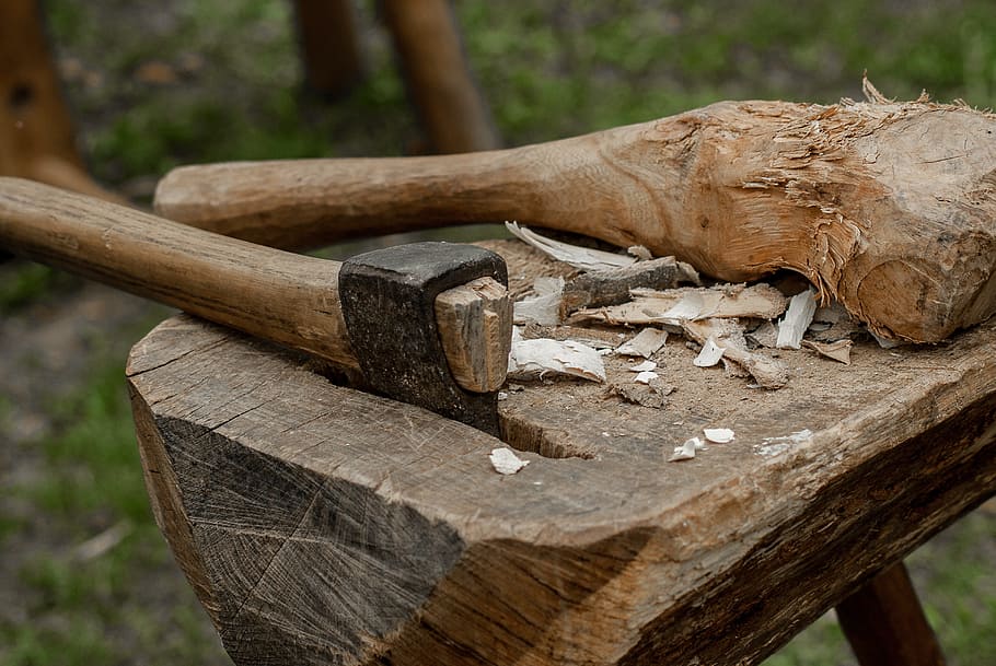 Axe, Tool, Wood, Carpentry, wood - Material, firewood, log HD wallpaper