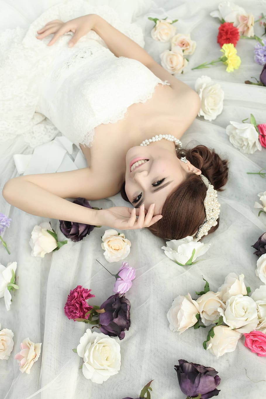 Marry, Wedding, Sample, Dress, Studio, flower, one young woman only HD wallpaper