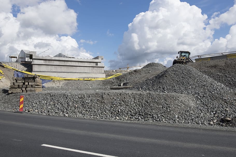 construction, gravel, rocks, pavement, street, road, tractor HD wallpaper