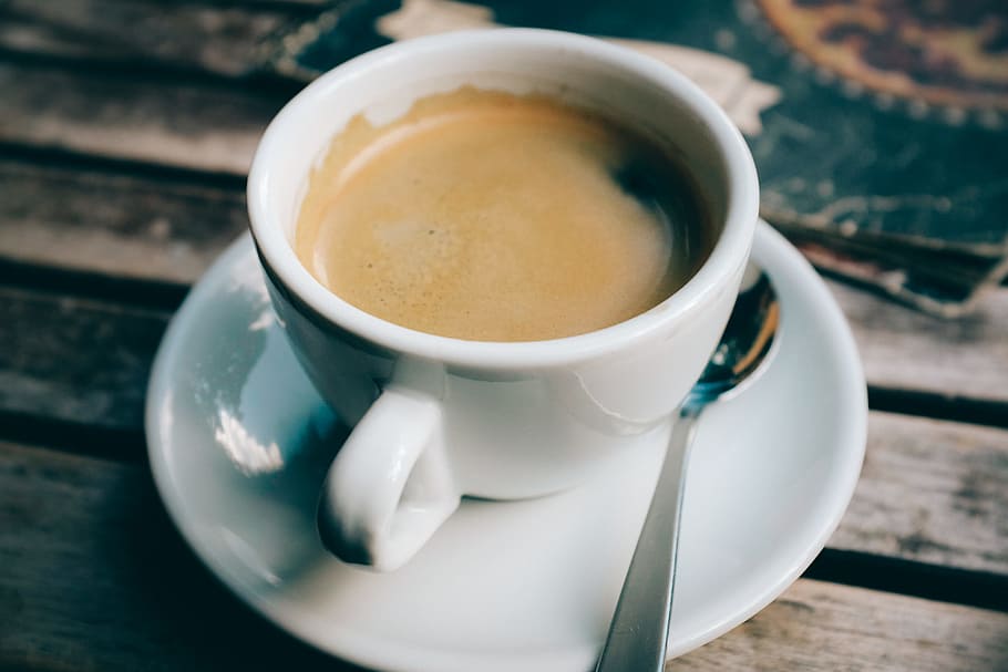 Cup of coffee, food and Drink, table, heat - Temperature, cafe HD wallpaper