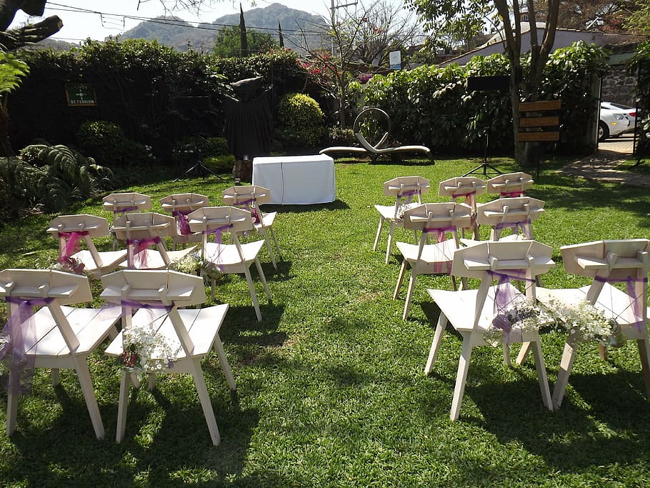 ceremony, garden, wedding, plant, chair, seat, grass, table HD wallpaper