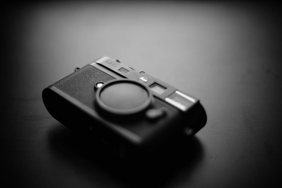 black DSLR camera, black camera on black surface, equipment, old HD wallpaper
