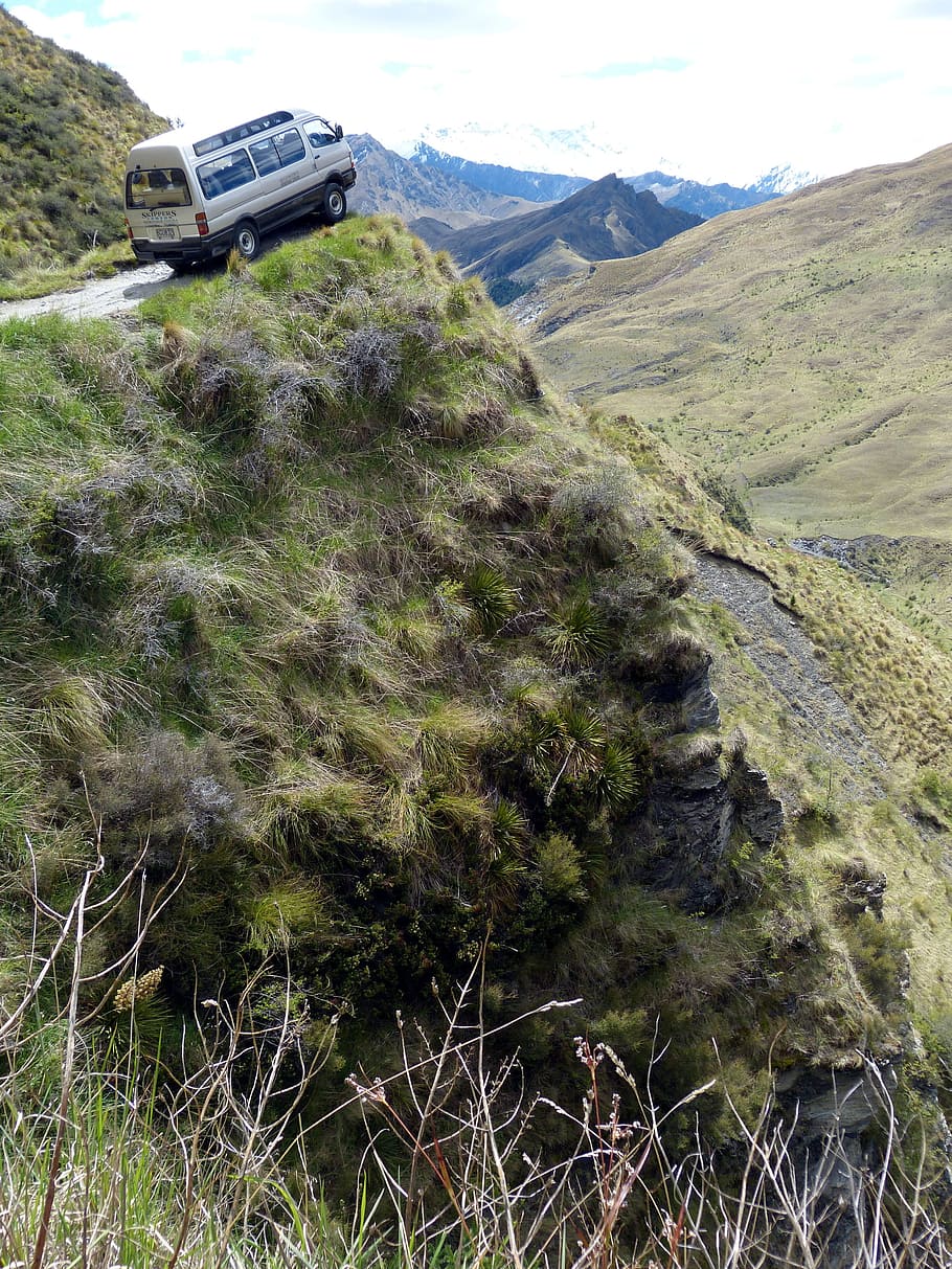 Auto, Steep, Dangerous, Bus, Slope, abyss, new zealand, landscape HD wallpaper