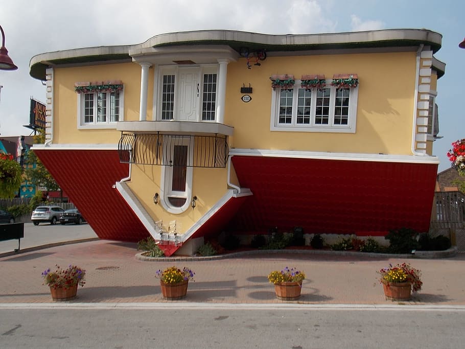 upside, down, house, building exterior, architecture, built structure HD wallpaper
