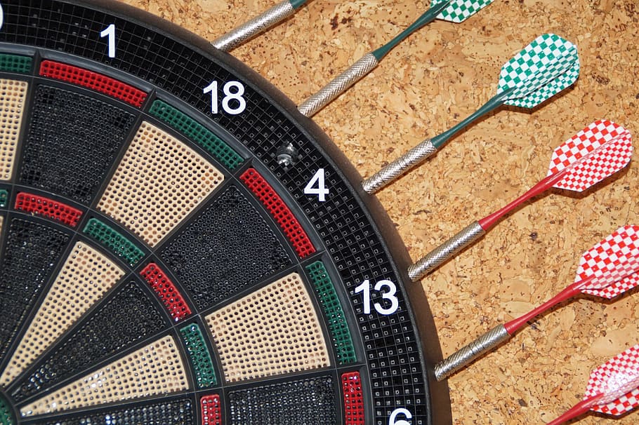 assorted-color darts on attached on board, Dart, Game, Arrow, HD wallpaper