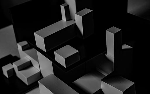 black cube, gray block wallpaper, dark, geometric, contrast, grey HD wallpaper