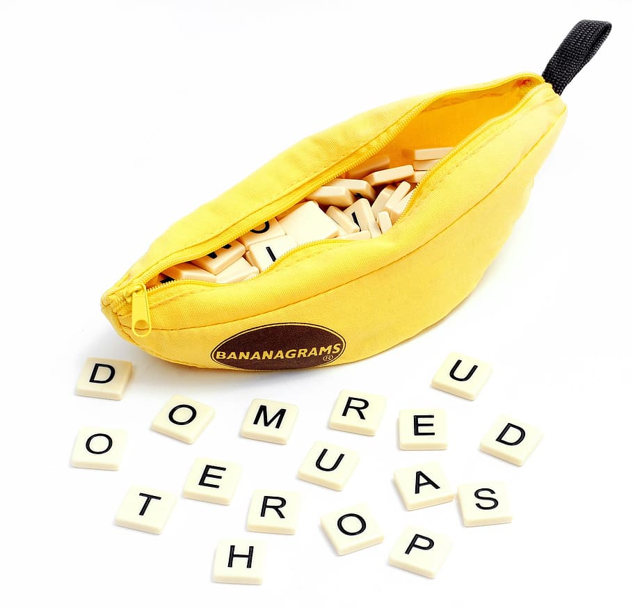 scrabble tile inside banana pouch, Bananagrams, Play, Toys, letters, HD wallpaper