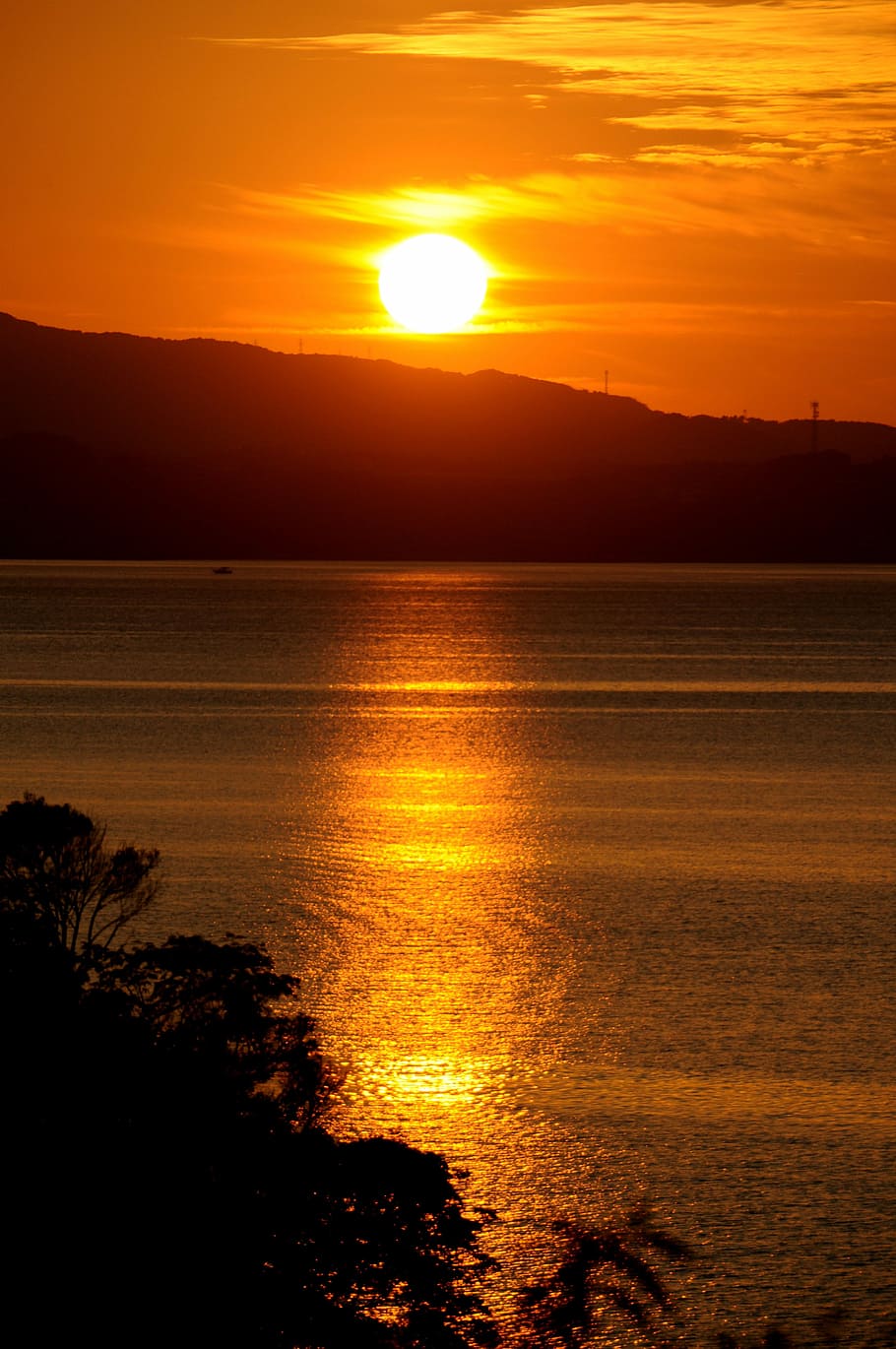 Sunset, Sea, Kumamoto, Triangle, scenics, orange color, beauty in nature HD wallpaper