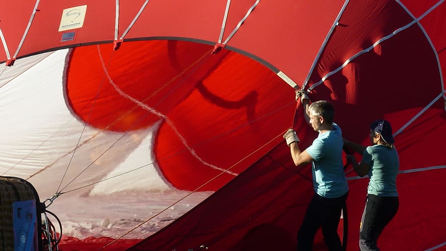 balloon, below, red, is, sideways, aligned, transportation HD wallpaper
