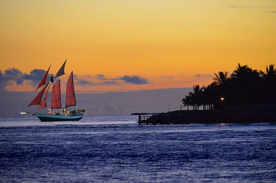 flagship on body of water near land, Key West, Florida, Boat HD wallpaper