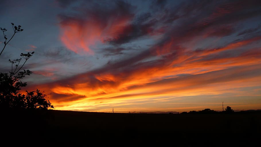 sunset, sky, dusk, clouds, silhouette, beauty in nature, cloud - sky HD wallpaper