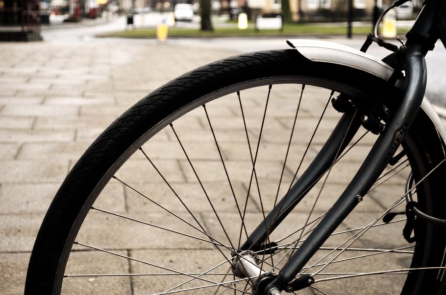 bike tire in closeup shot, spokes, wheel, bicycle, macro, sport, HD wallpaper