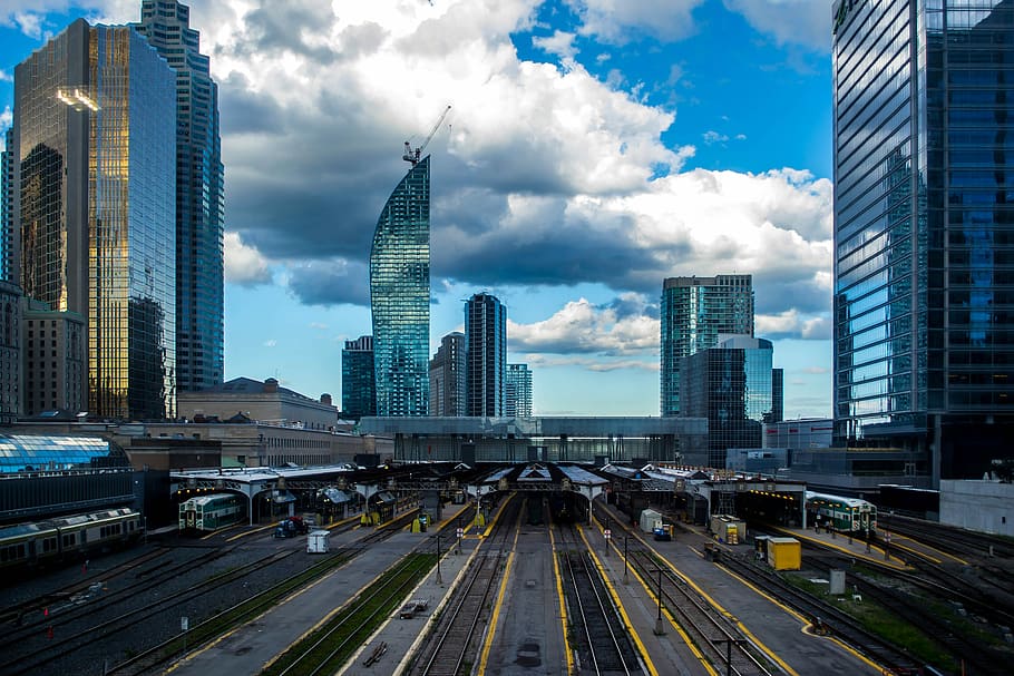 city during daytime, bird's eye view of city building and roads HD wallpaper