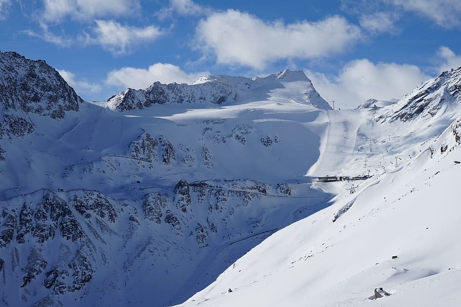 sölden, austria, skiing, mountains, alps, nature, slopes, snow-capped peaks HD wallpaper