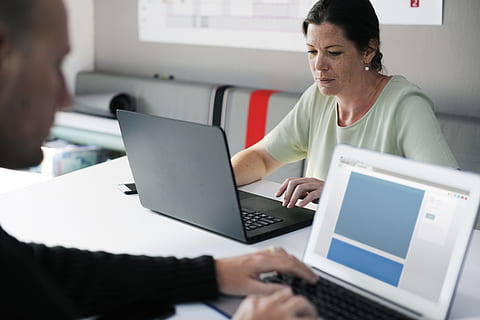 woman facing black laptop computer, person, laptop computers HD wallpaper