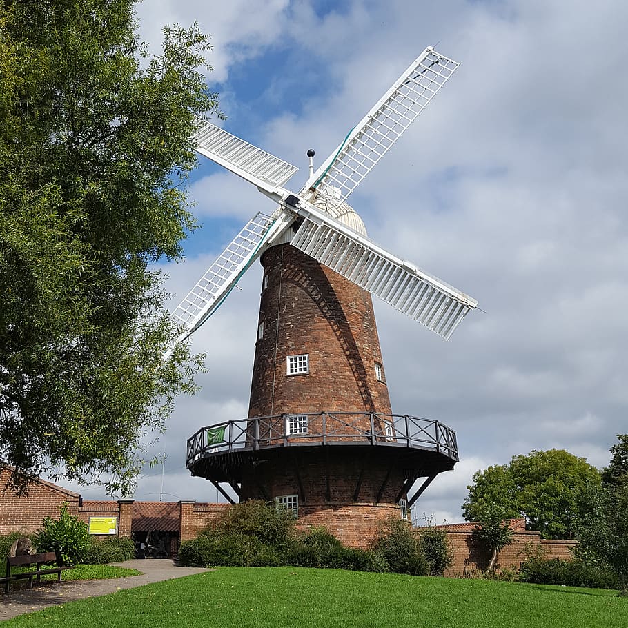 windmill, farm, architecture, renewable energy, environmental conservation HD wallpaper