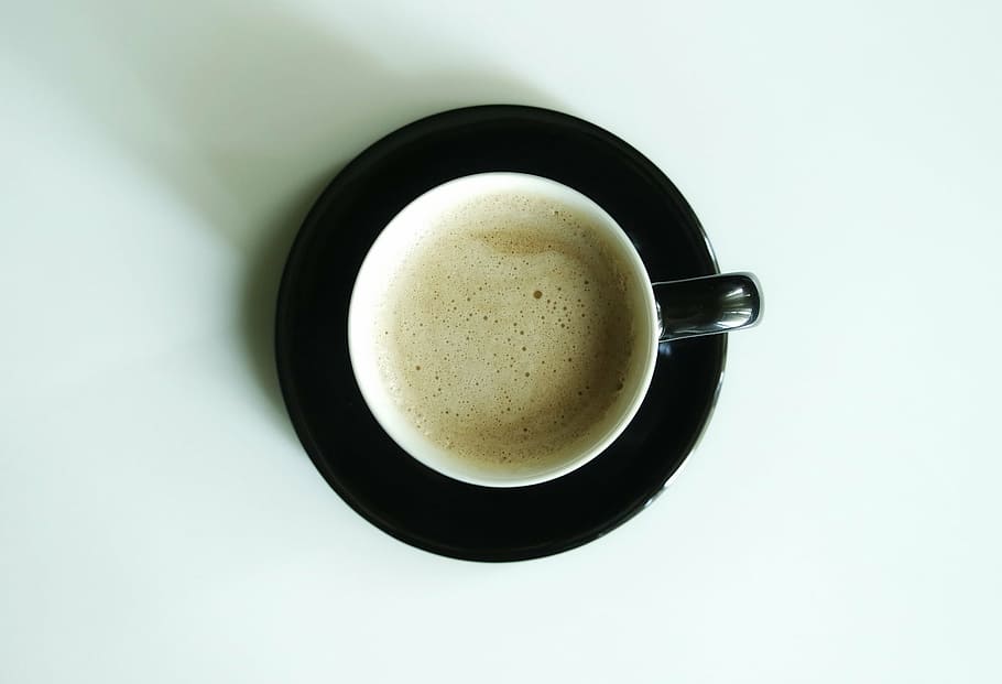 coffee on a black ceramic saucer, cup, espresso, drink, coffee - drink HD wallpaper