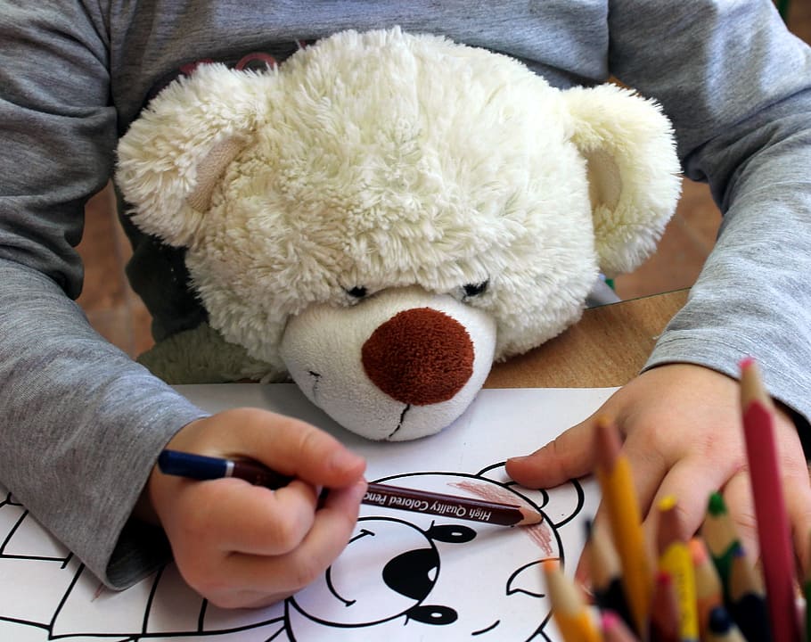 child, figure, crayons, drawing, children, coloring, colourful pencils HD wallpaper