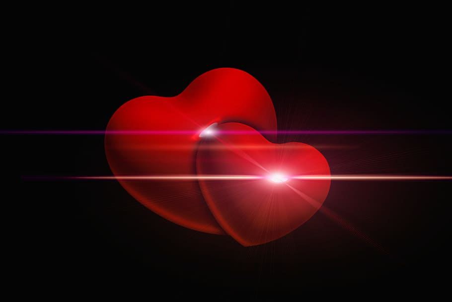 two red hearts digital wallpaper, love, luck, abstract, relationship