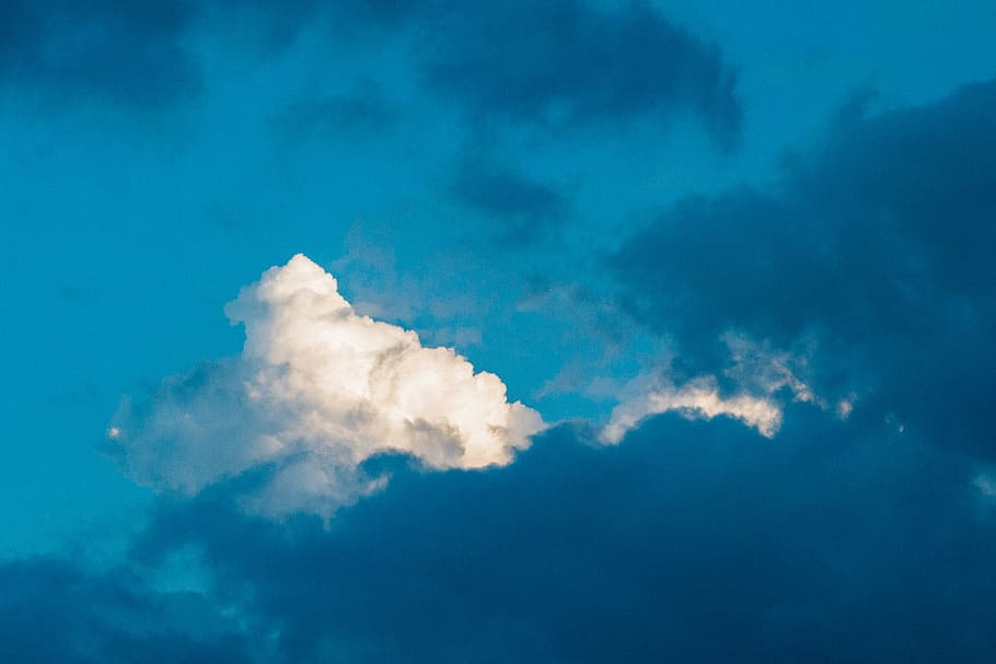 white clouds, cloudy, sky, blue, nature, cloud - sky, sky only HD wallpaper