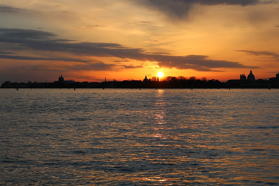sunset, venice, sky, cloud - sky, waterfront, scenics - nature HD wallpaper
