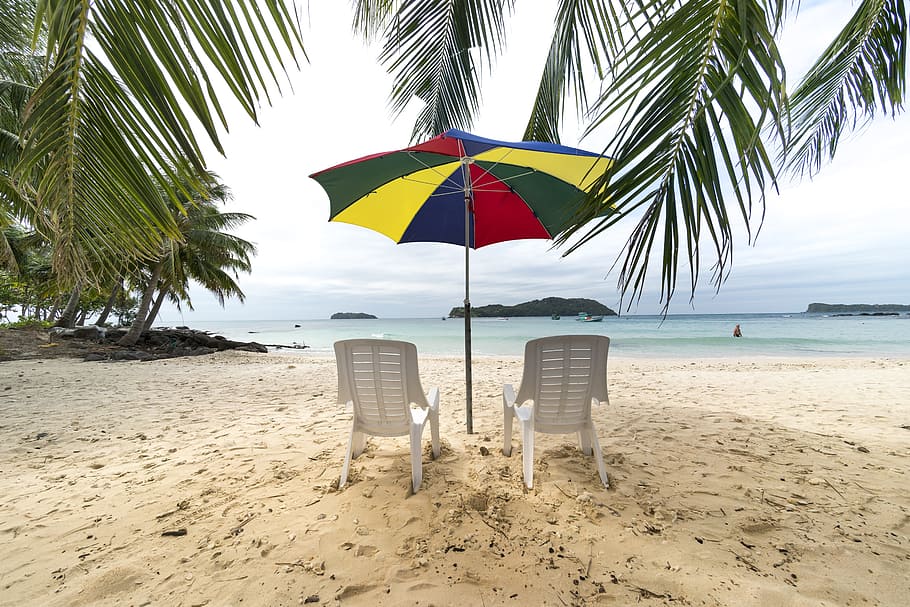 phuquoc, island, vietnam, chair, the beach, tree, tropical, HD wallpaper