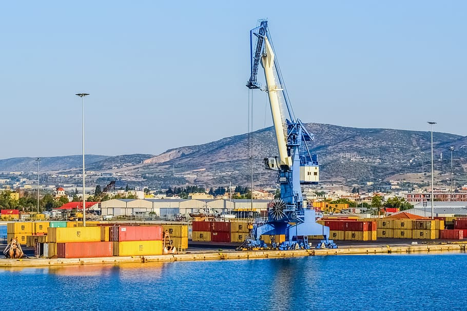 crane, port, harbor, cargo, shipping, container, dock, commerce HD wallpaper