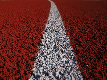 red and white line close up photo, mark, stripes, tartan track HD wallpaper