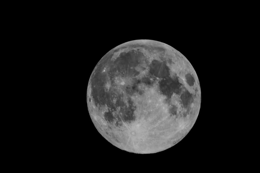 grayscale photo of moon, craters, night, space, astronomy, sky, HD wallpaper