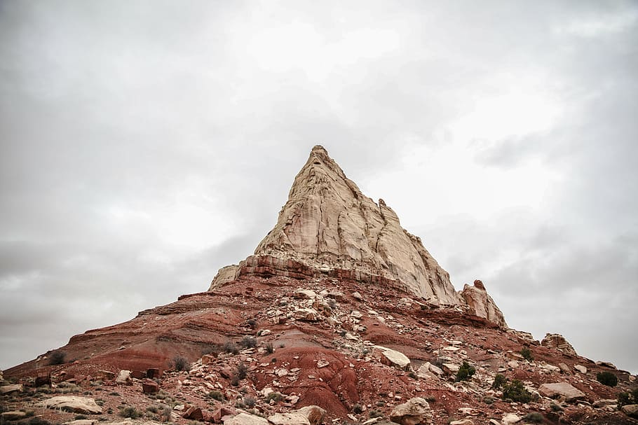 brown and gray rock mountain, hill, landscape, highland, cloud HD wallpaper